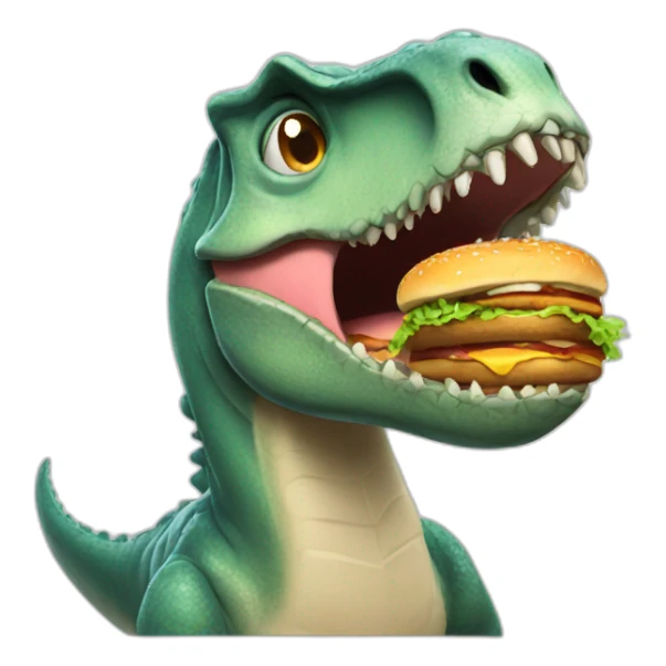 Dinosaure eat burger sticker