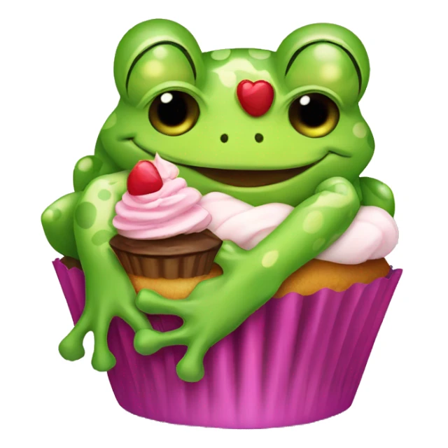 Frog with a cupcake  sticker