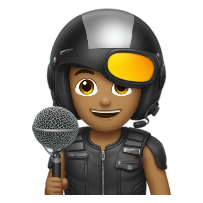 guy with motorcycle helmet and microphone sticker