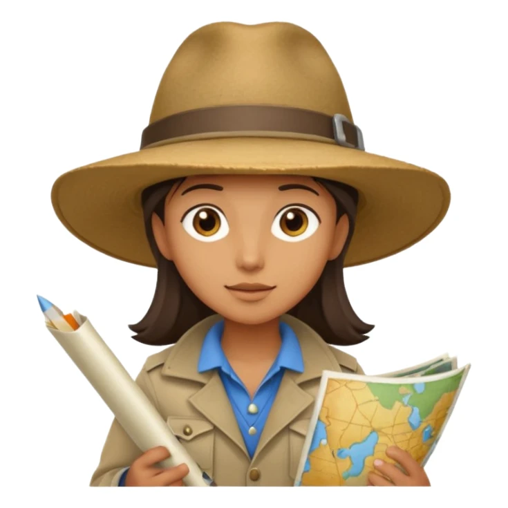 explorer with map, hold on the hand, watching map sticker