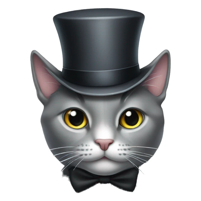 grey cat with a top hat  sticker