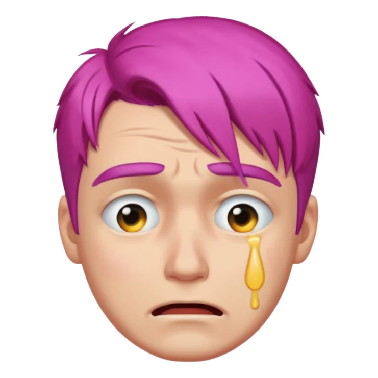 man crying with colored hair sticker