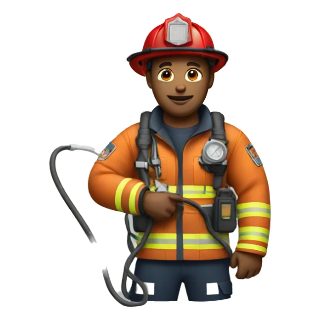 Firefighter holding a usb cable sticker