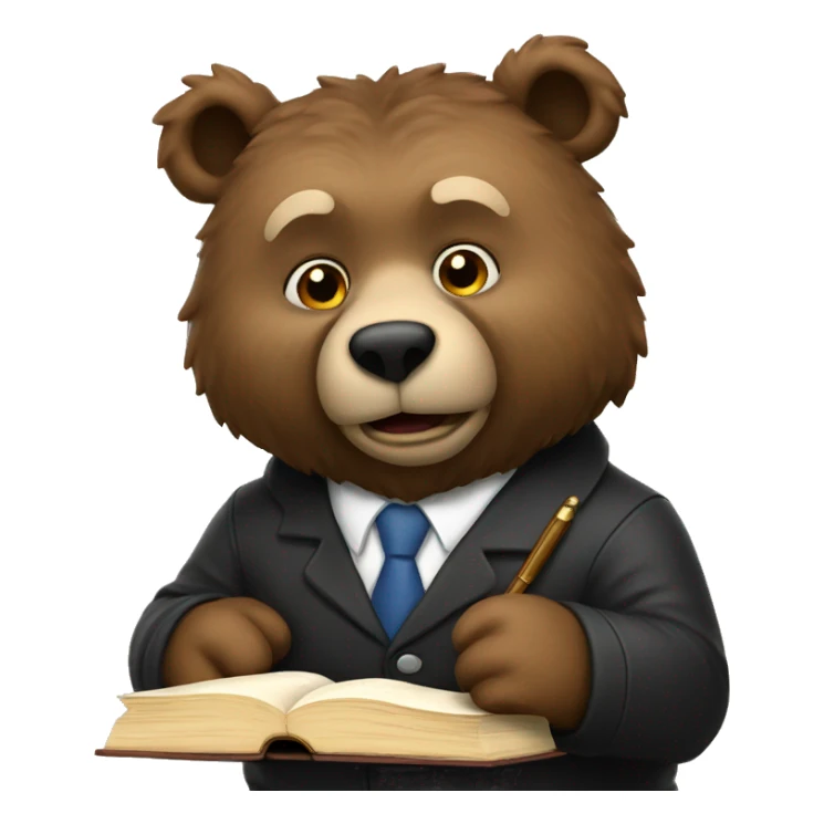 Bear studying law sticker