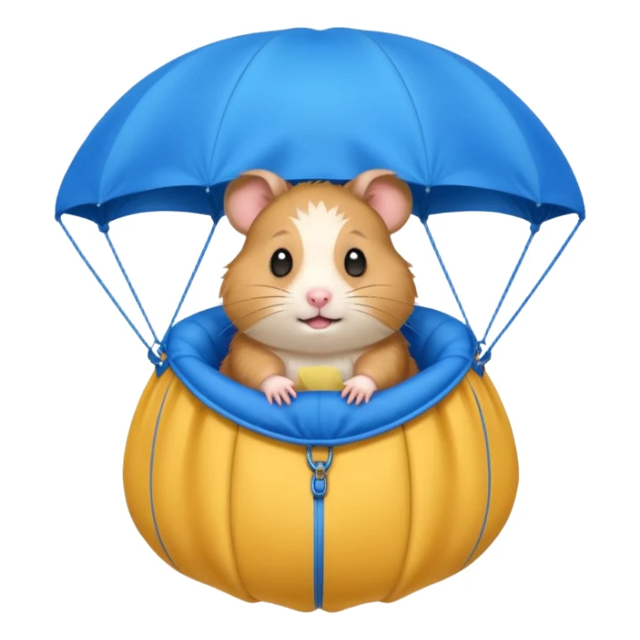 hamster riding blue parachute sticker