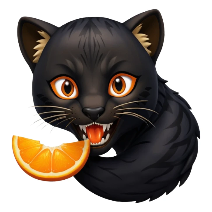 A black panther biting a orange fox sticker