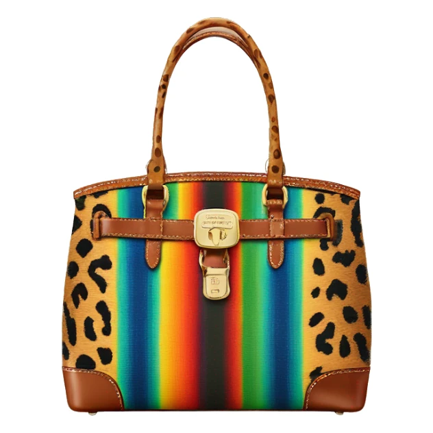 Realistic dooney and Bourke serape with leopard print pattern satchel purse. sticker