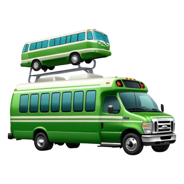 A green Ford e-450 shuttle bus sticker