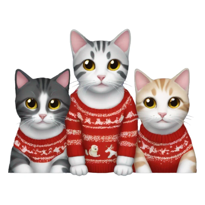 four cats wearing Christmas sweaters sticker