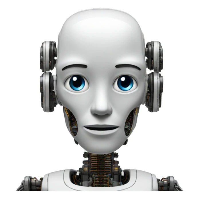 Text base no background line circuits that look like a humanoid robot AI sticker