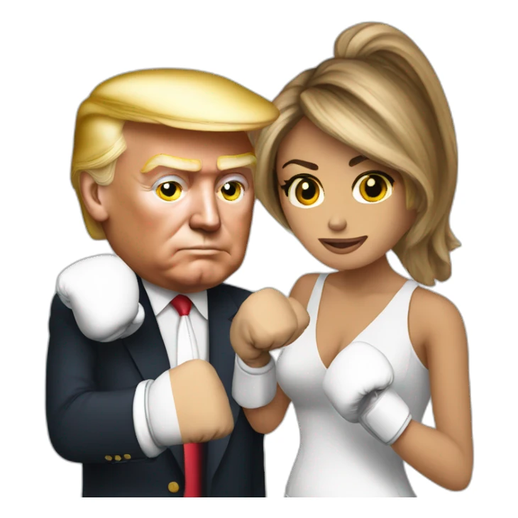 Trump boxing with melania sticker