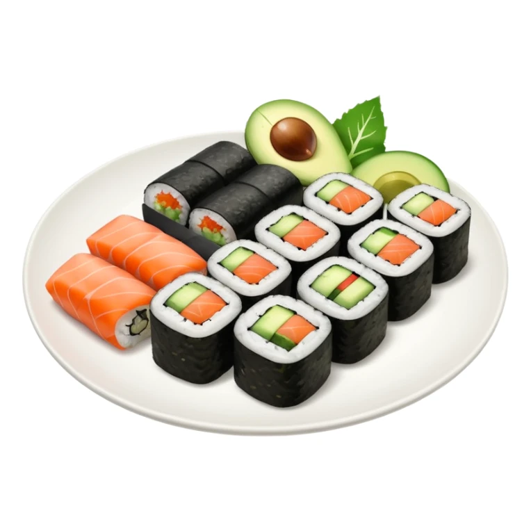 Maki rolls in a plate sticker
