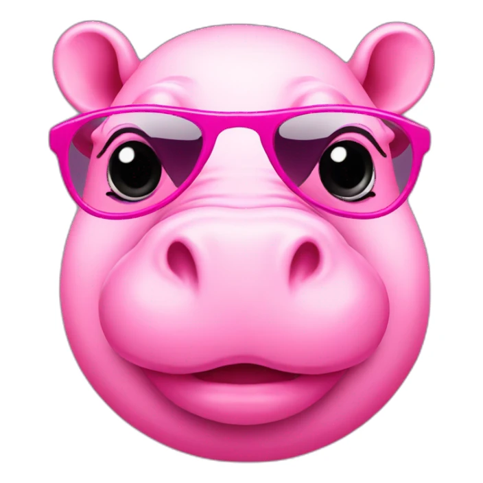 cute pink hippo with shades sticker