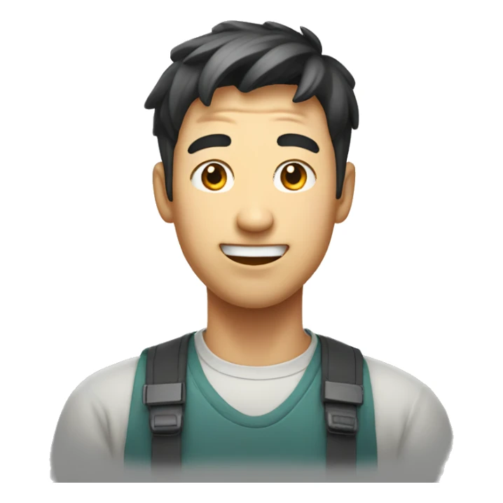 Smiling Korean Man have a surprised sticker