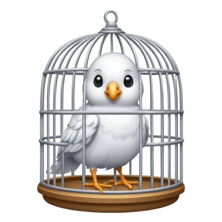 white bird in cage sticker