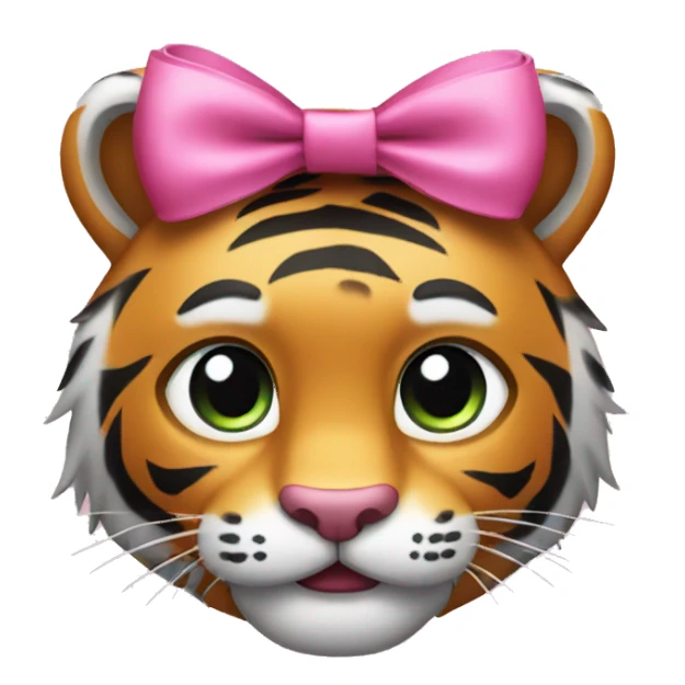 tiger iphone emoji with pink bow sticker