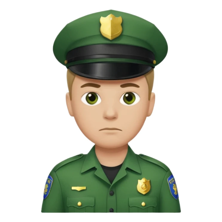 green uniform police without cap sticker