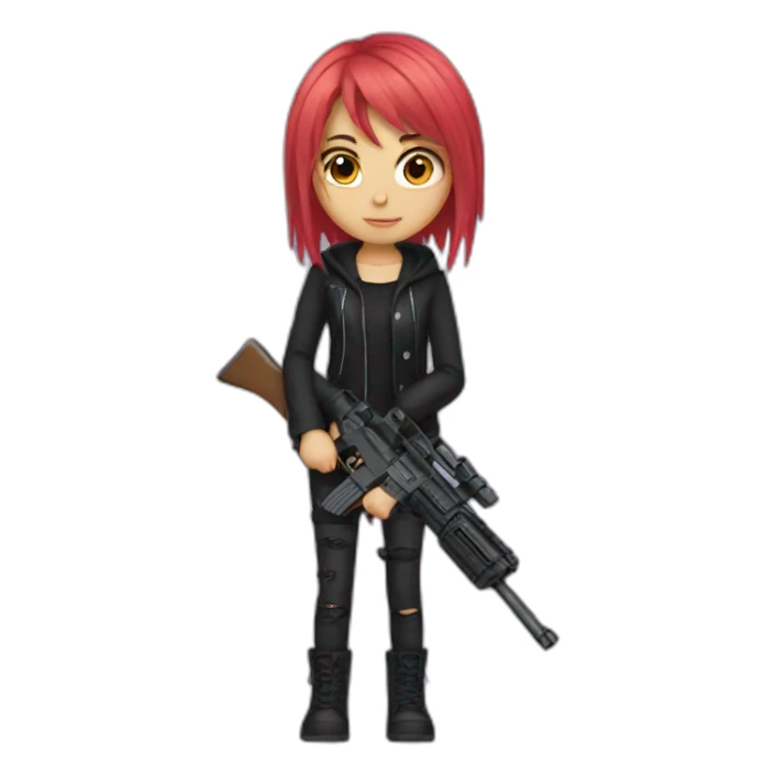 emo girl with gun sticker