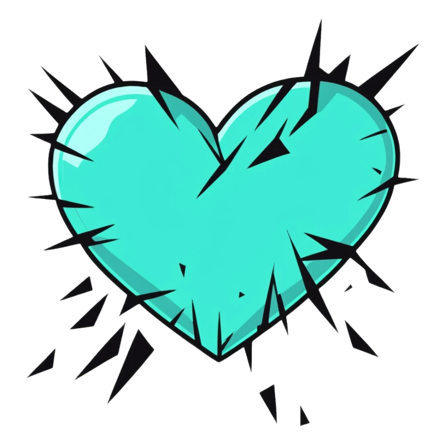 shattered heart with pieces falling sticker