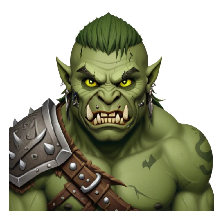 Cinematic Realistic WoW Orc Warrior Portrait, head tilted dramatically with an exaggeratedly amused expression, blending raw, primal might with a touch of unexpected humor. His battle-scarred green skin, robust muscles, and intricately detailed tribal armor in deep, earthy tones are rendered with lifelike texture and dynamic lighting, high shine, dramatic yet whimsical, capturing an orc warrior whose epic strength is matched by a playful, irreverent charm. sticker