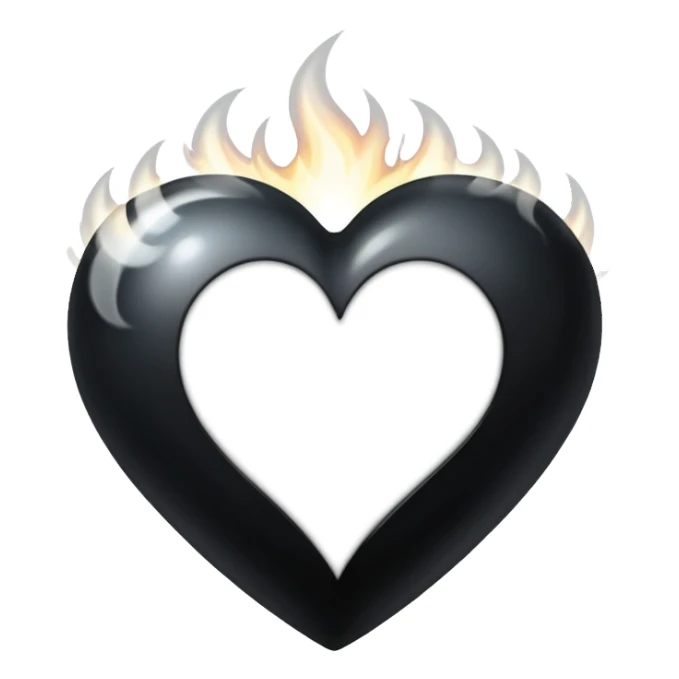 Black heart with white flames sticker