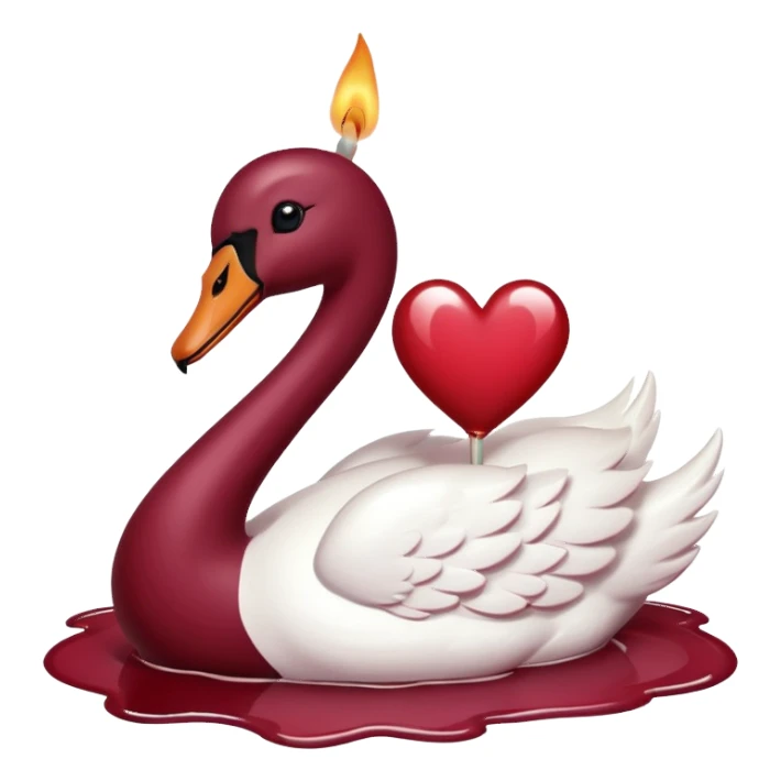 Maroon heart, swan , candle sticker
