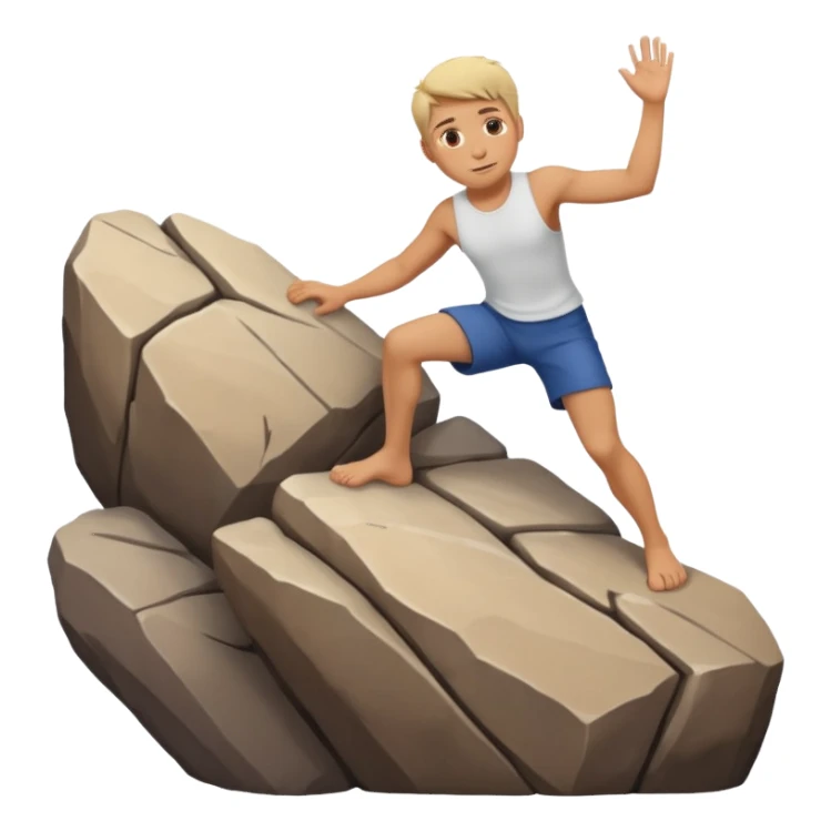 White slim man climbing rocks  sticker