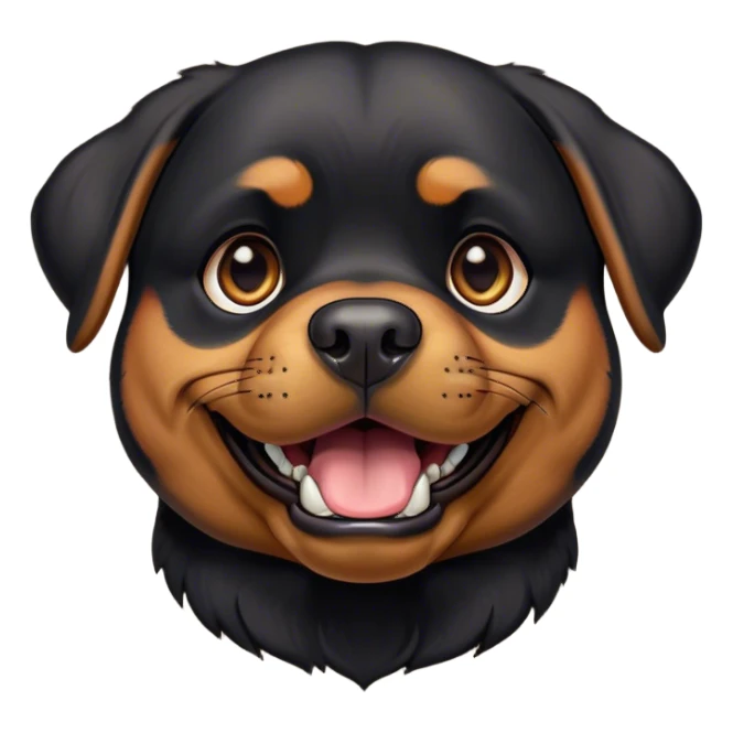 Cinematic Comical Rottweiler Portrait Emoji, Head tilted dramatically with an exaggeratedly amused or surprised expression, featuring a robust black coat with bold tan accents, wide, expressive brown eyes filled with exaggerated disbelief, Simplified yet hilariously expressive features, highly detailed, glowing with a slightly sassy glow, high shine, dramatic yet playful, stylized with an air of cheeky defiance, bright and endearing, soft glowing outline, capturing the essence of a spirited and over-the-top guardian, so meme-worthy it feels like it could side-eye its way into internet fame instantly! sticker