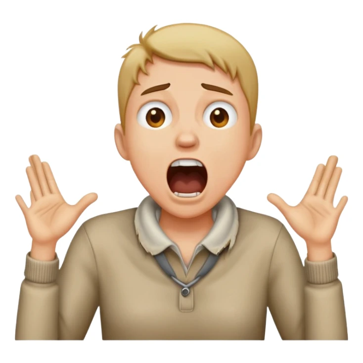 A person yelling grabbing there neck sticker