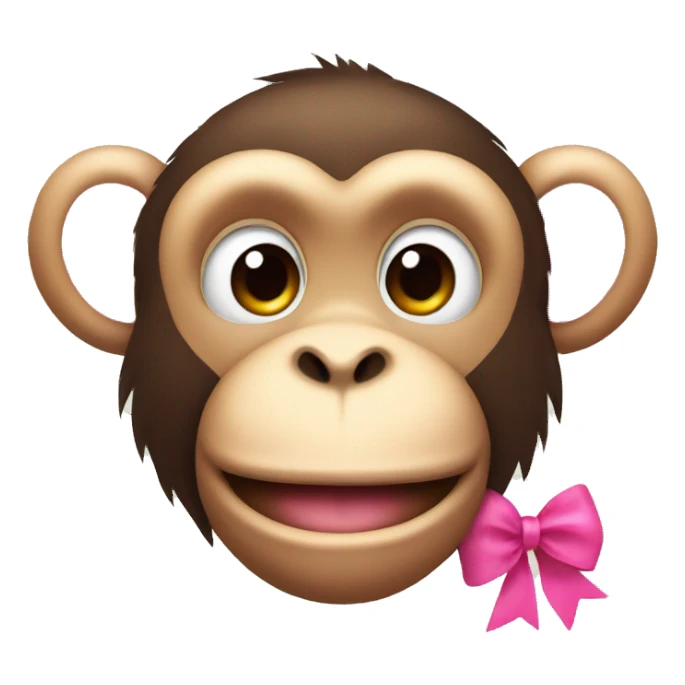 cute monkey face with pink bow on ear sticker