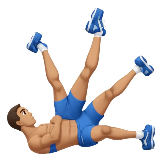 side-view of guy in blue shorts doing decline crunches sticker
