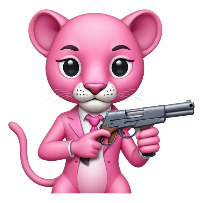 Pink panther with gun sticker