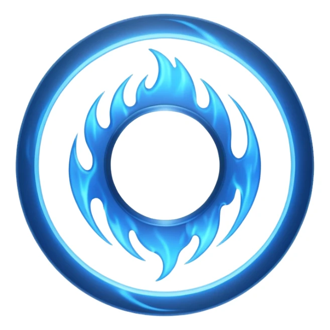 A minimalist CD disc with subtle blue flames, glowing effect sticker
