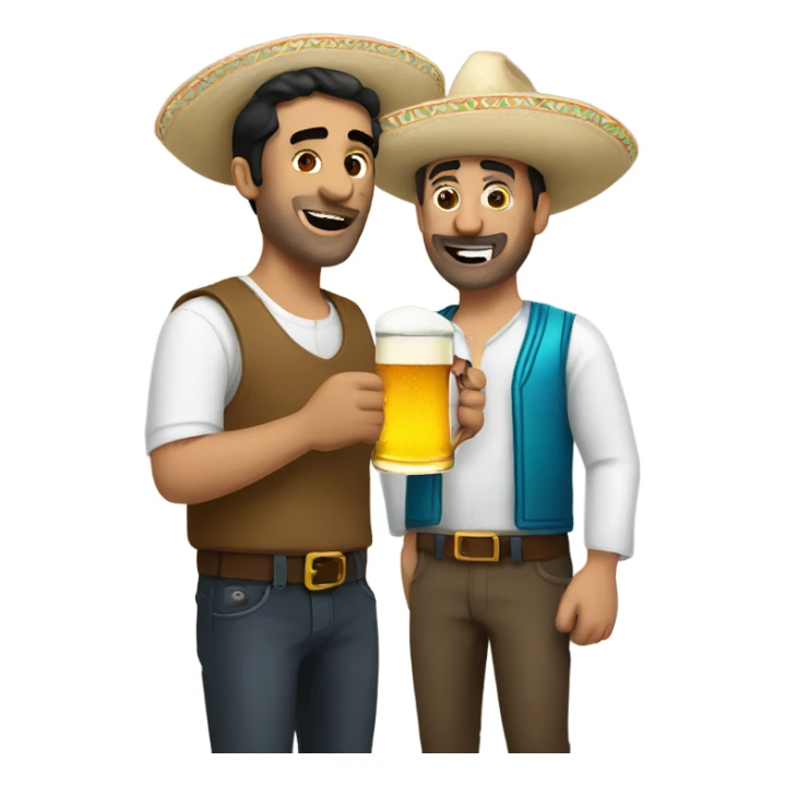 mexican guy having a beer with a white guy sticker