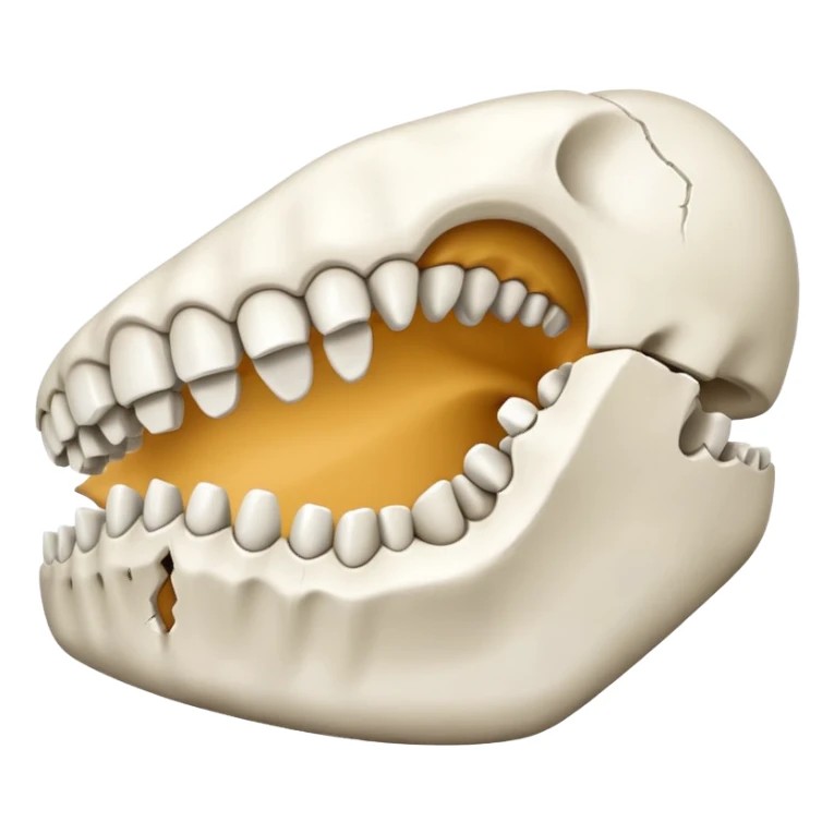 Detached jawbone lying cracked on the ground. sticker