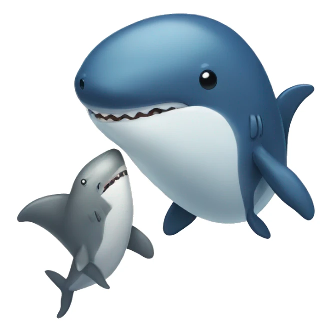 a whale and a shark hugging sticker