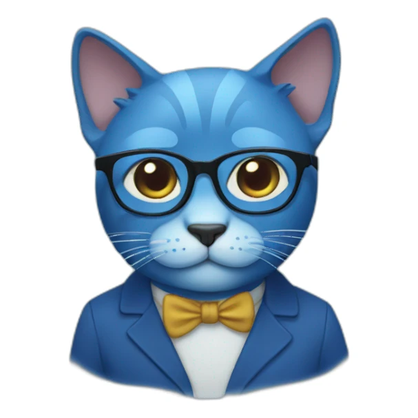 Blue cat with glasses sticker