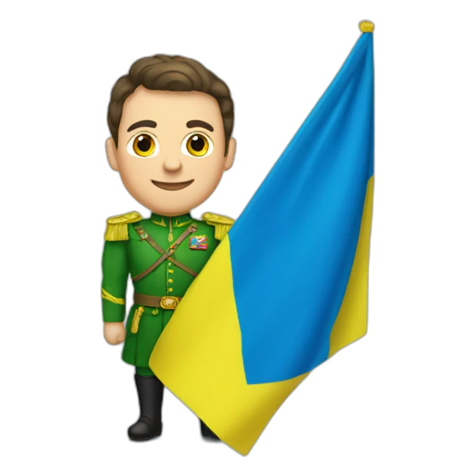 Zelenskiy with Ukrainian flag sticker