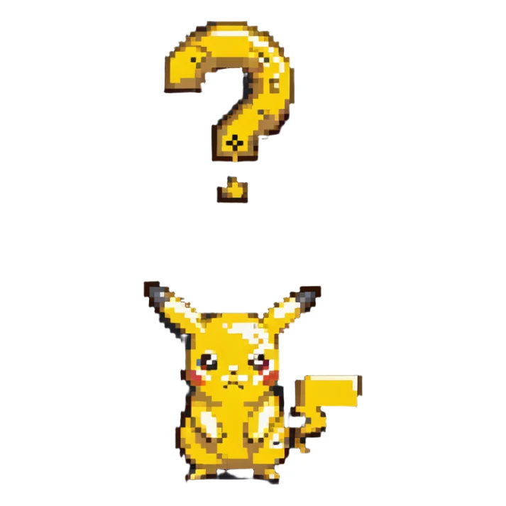 confused Pikachu with question mark sticker