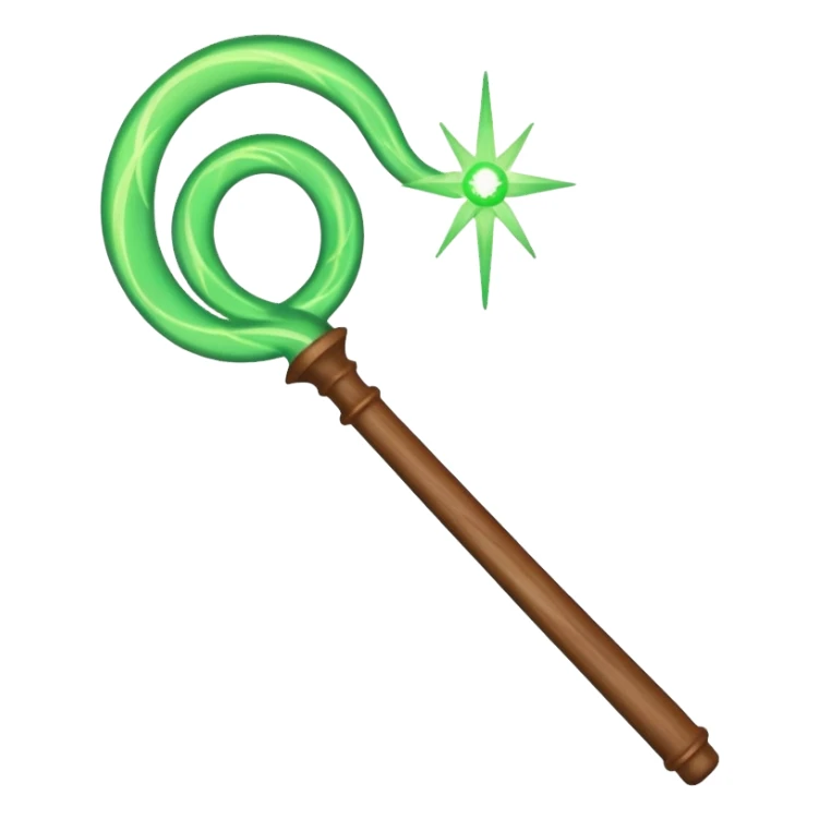 magic wand with green magic wave sticker