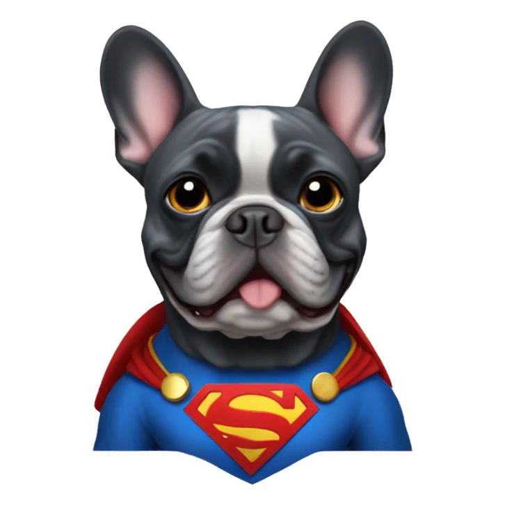 French bulldog dark grey dressed as superman sticker