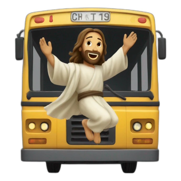 jesus jumping from the battle bus sticker