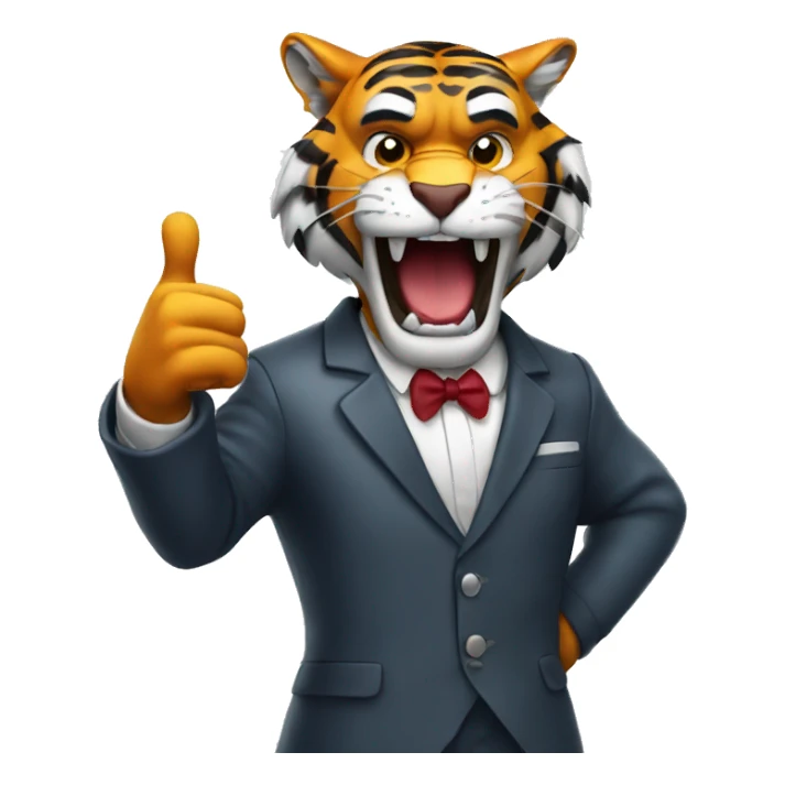 Angry Tiger with suit giving thumbs up sticker