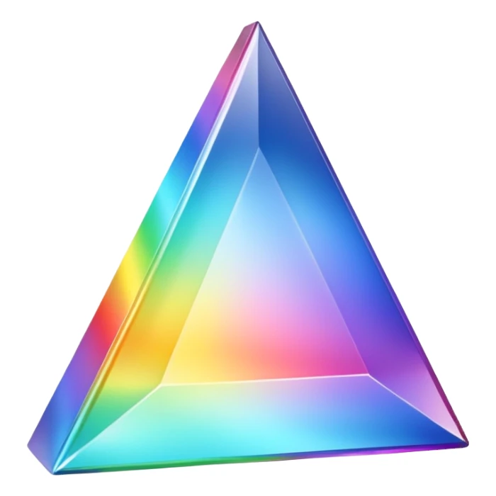 A 3d, not to detailed rainbow prismatic triangular prism. sticker