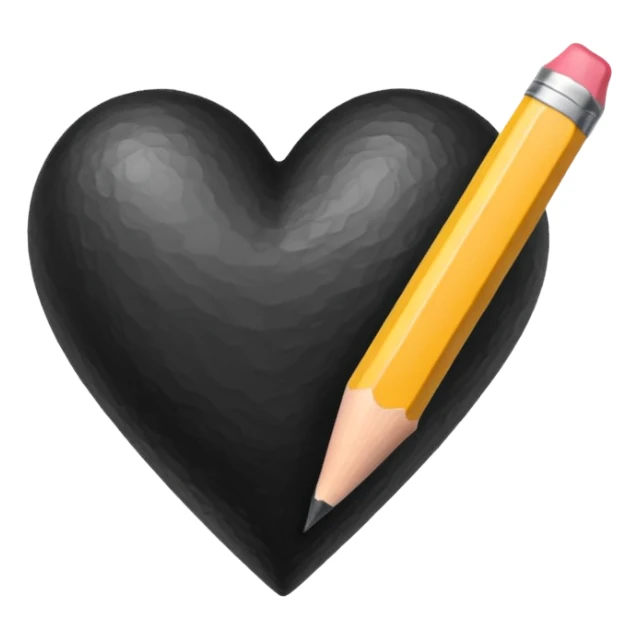 Pencil painted back heart sticker