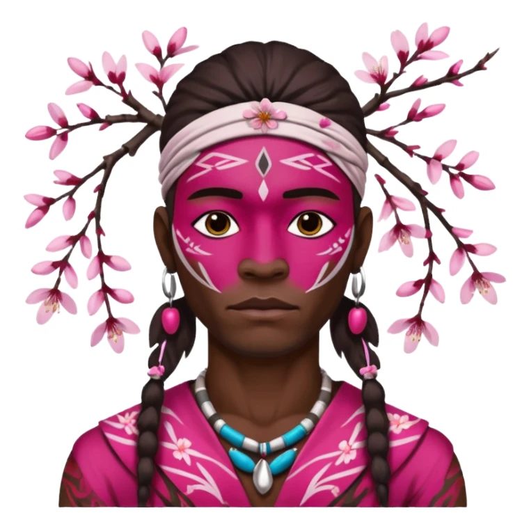 tribal man with cherry blossom sticker