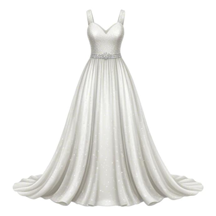 white sequin wedding gown isolated, detailed realistic sticker