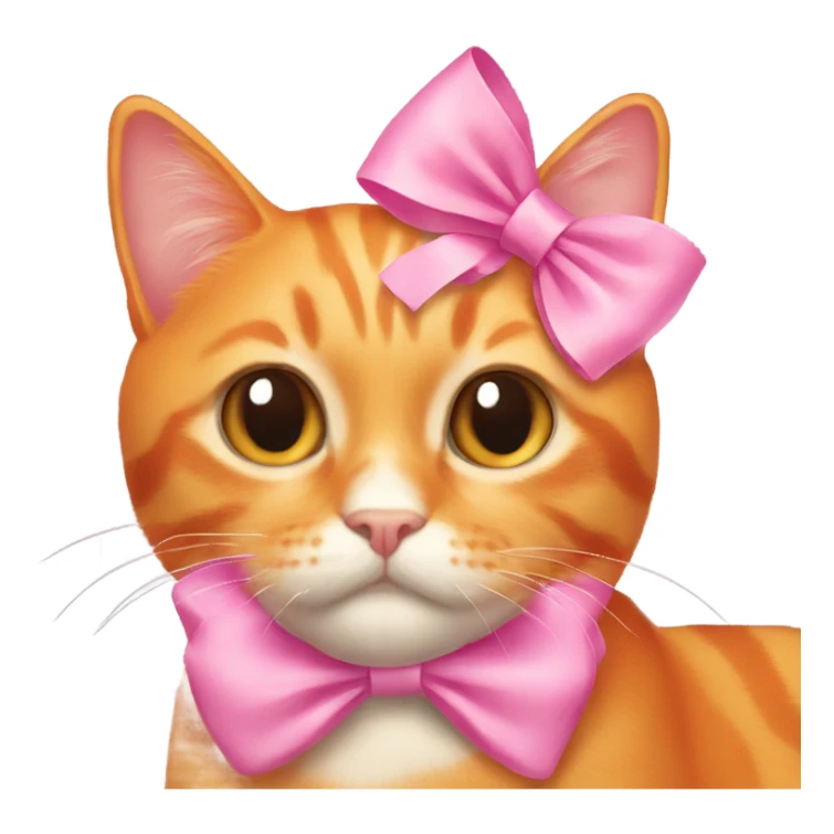 orange cat with pink bow sticker