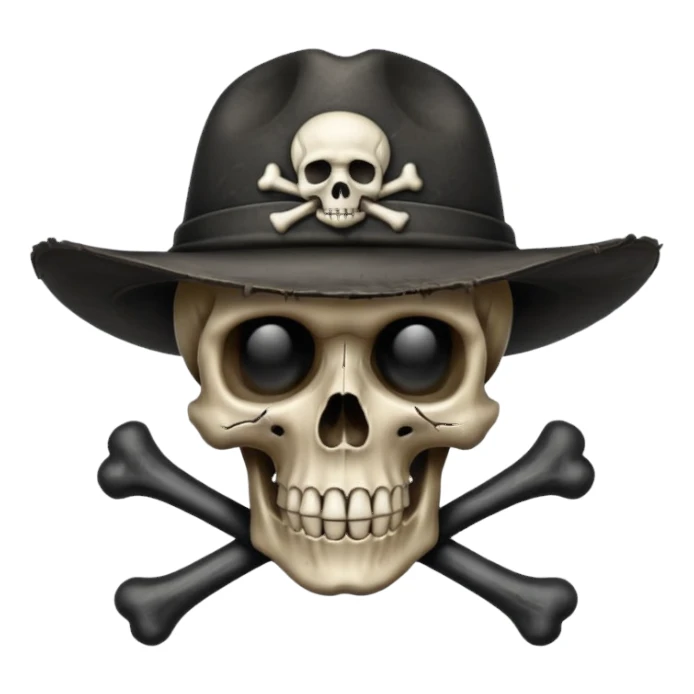 A skull and crossbones wearing a hat like vampire hunter D. sticker
