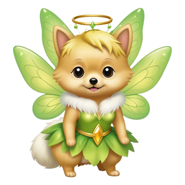 pomeranian dressed up as tinkerbell sticker